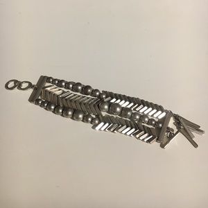 Free People Sterling Bead + Chevron Bracelet