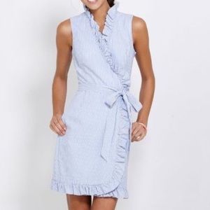 Vineyard Vines seersucker ruffle wrap dress
