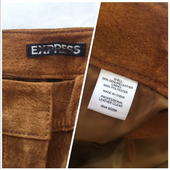 EXPRESS CAMEL GENUINE SUEDE CROP CULOTTES PANTS - Picture 8 of 8