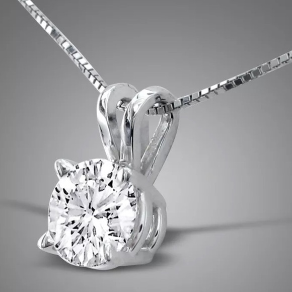 2.0 CT Round Pendant 14K Gold Necklace 18" - Picture 4 of 6