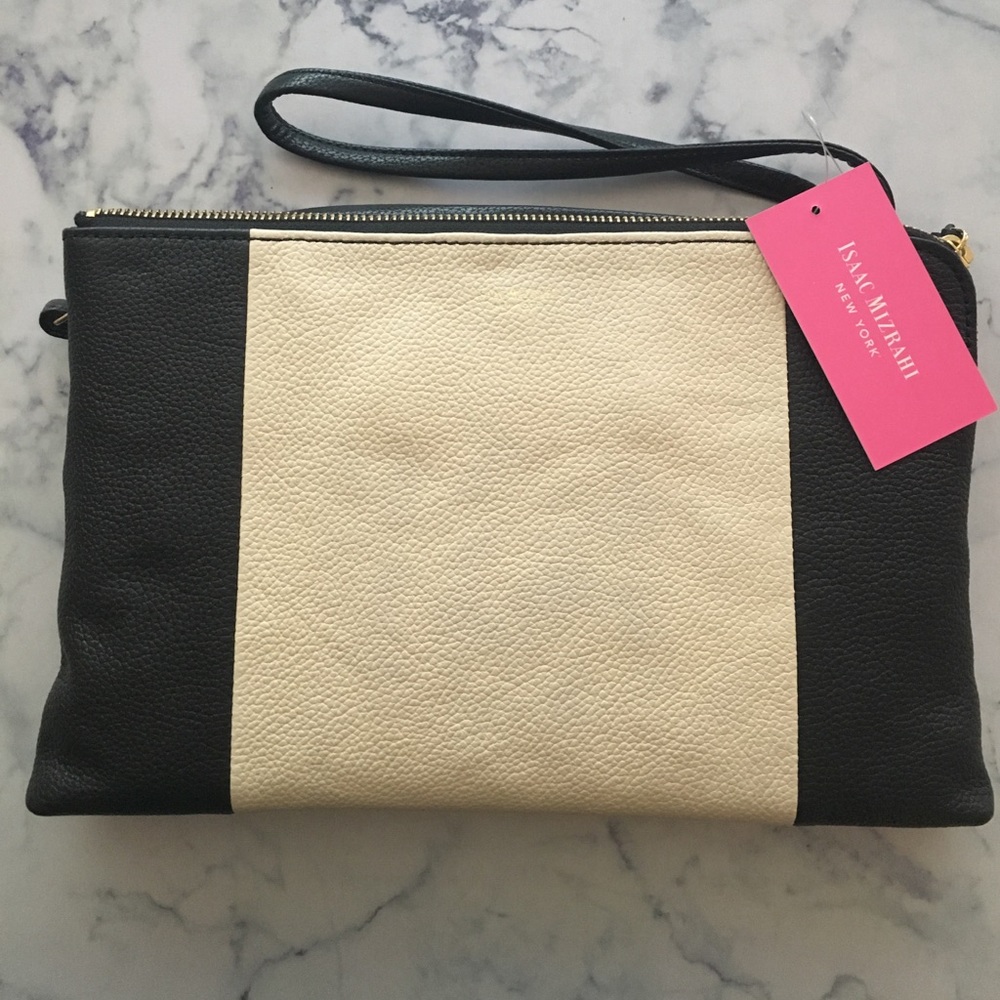 Isaac Mizrahi Ant White/Black Cybil Clutch