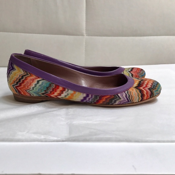 Missoni Shoes - Missoni zig zag ballet flats purple leather trim Missoni Shoes - Missoni zig zag ballet flats purple leather trim