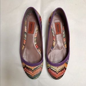 Missoni Shoes - Missoni zig zag ballet flats purple leather trim Missoni Shoes - Missoni zig zag ballet flats purple leather trim
