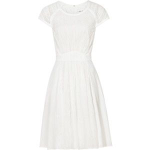 White Reiss capped sleeve fit and flare dress