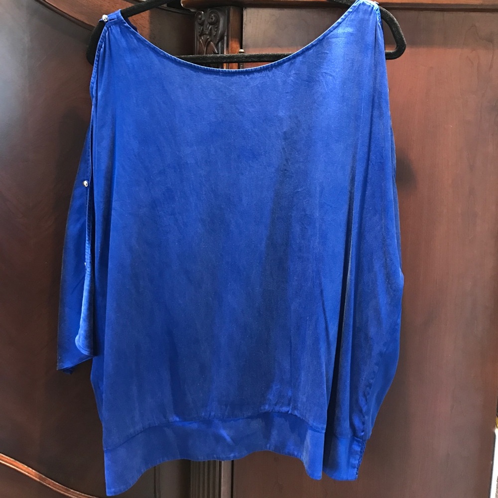 WHBM Royal Blue Silk Stretch dolman top