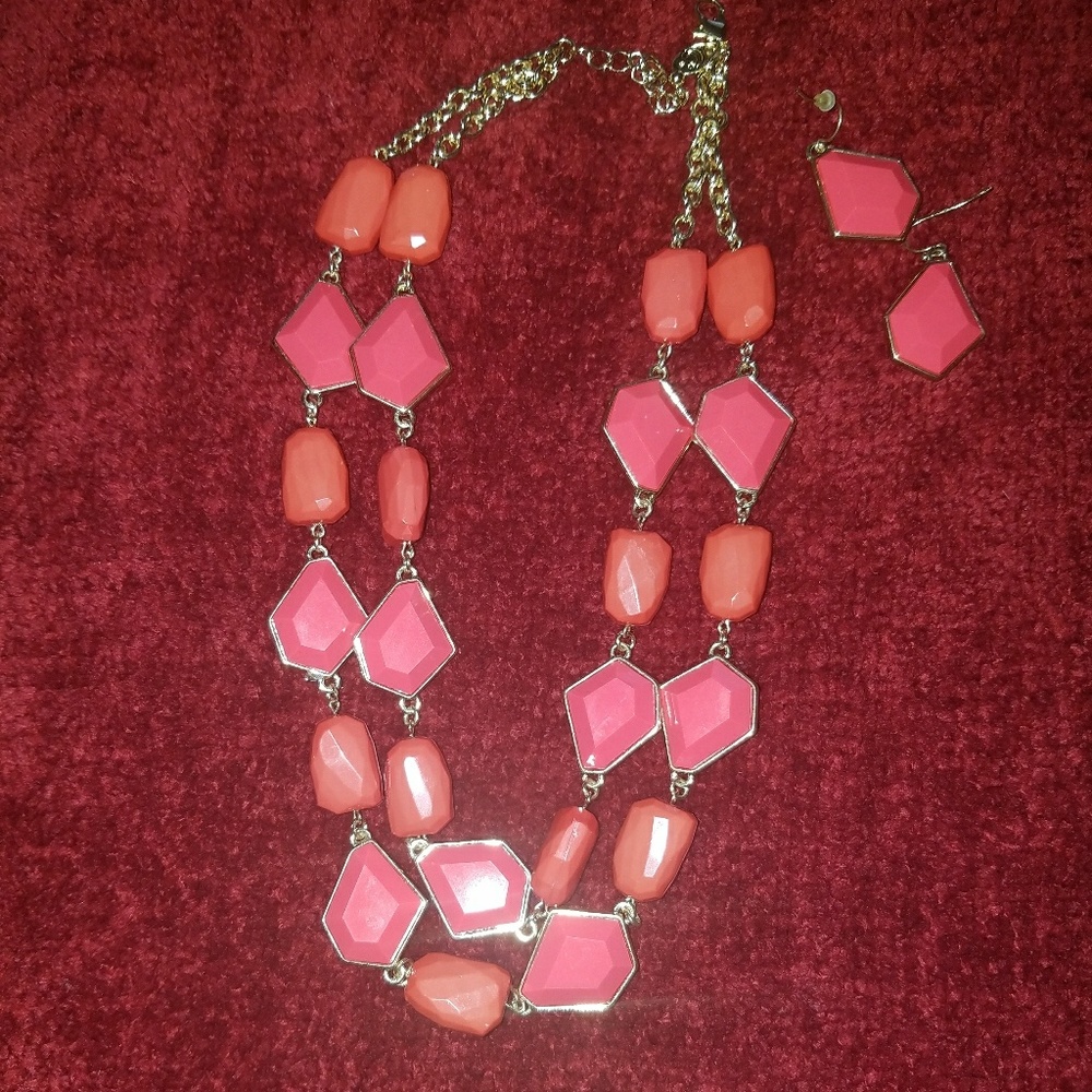 Coral necklace and earrings