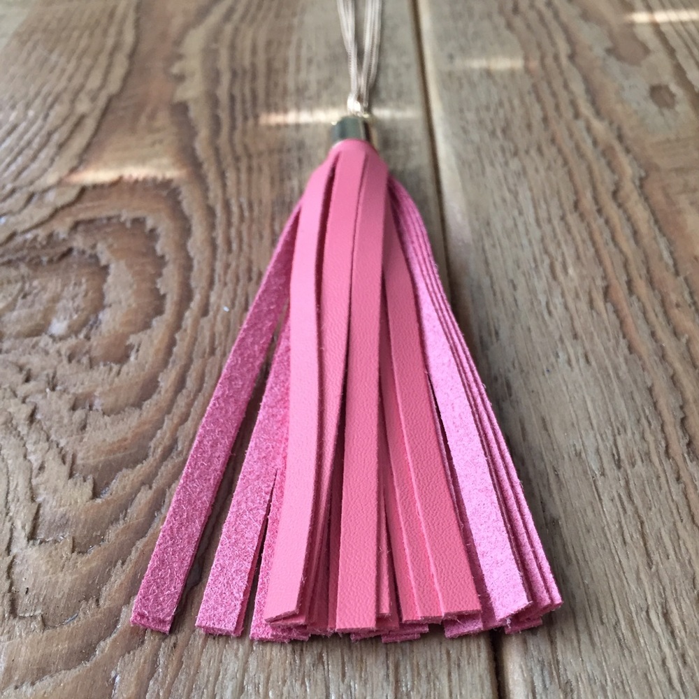 NWT Peach Leather Tassel Necklace