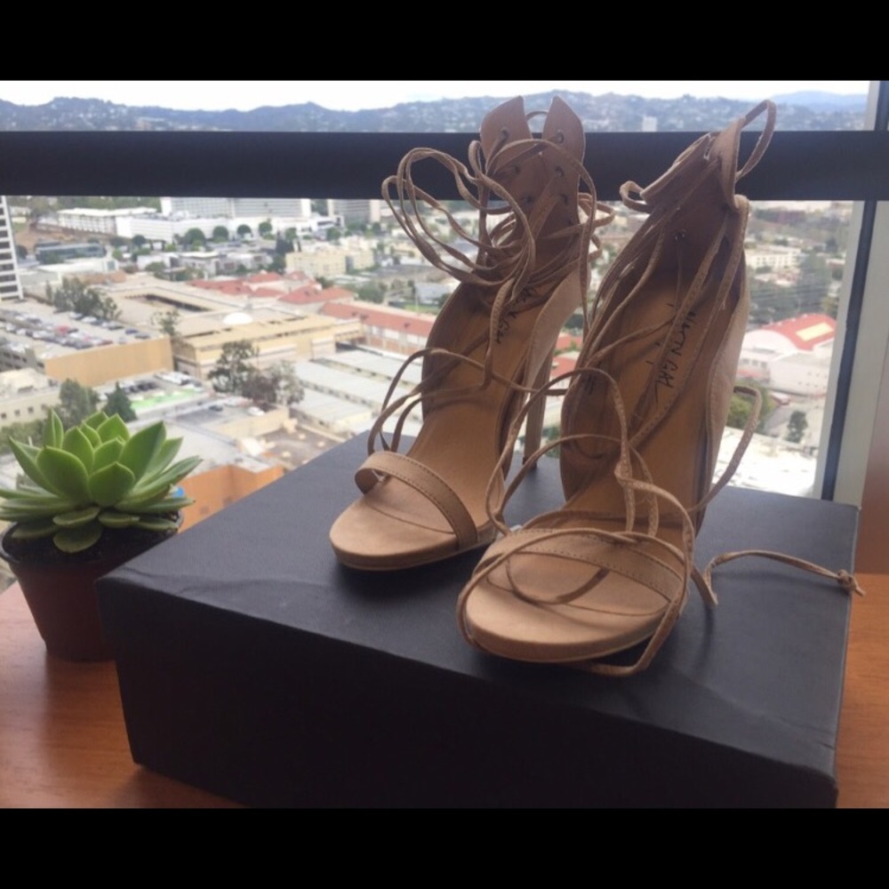 Nasty Gal Beige Strappy Heels