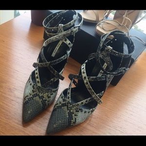 Snake Print Strappy Pumps