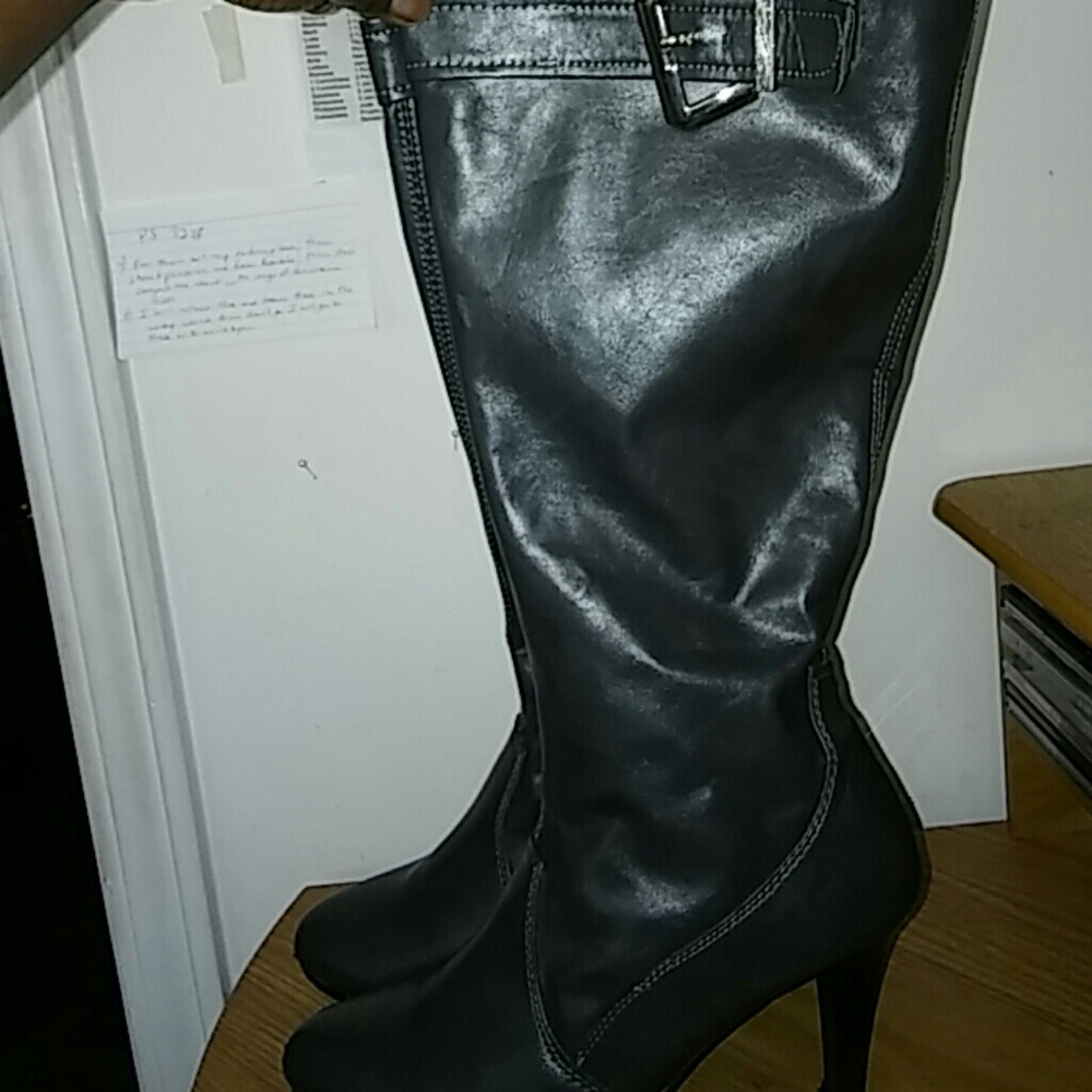 Tall Grey heeled boots