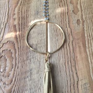 NWT Neutral Leather Tassel Necklace