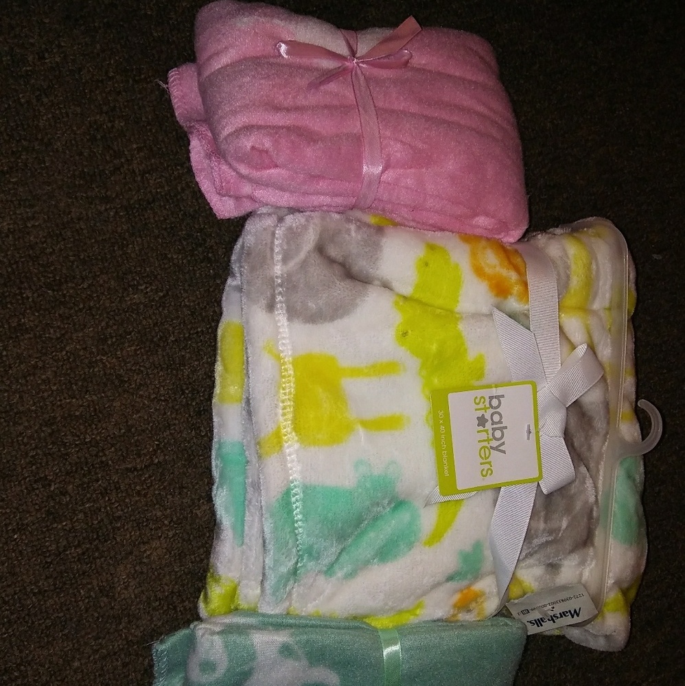 3 baby blankets 2 small and 1 larger