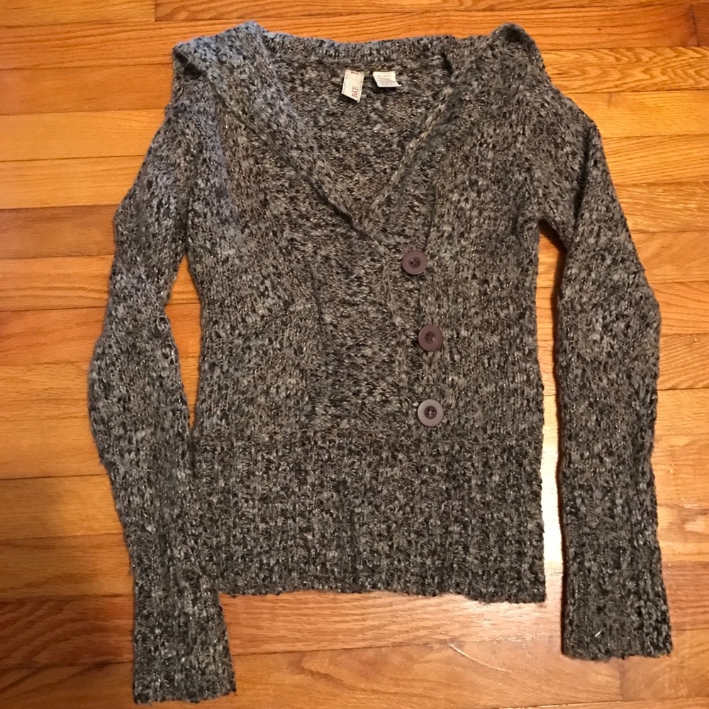 Sweater with flecks of gold thread throughout.