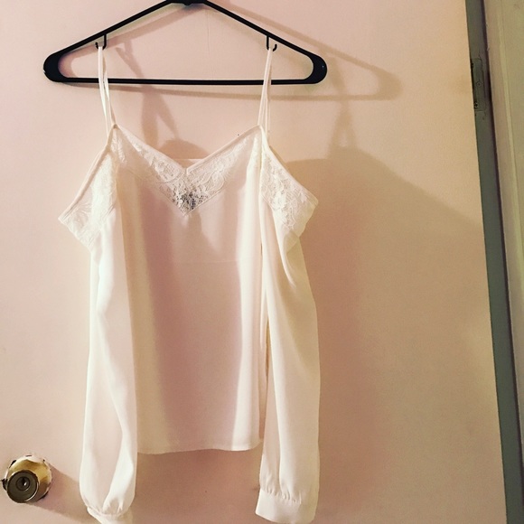 SOLD Express White Cold Shoulder Top - Picture 2 of 3