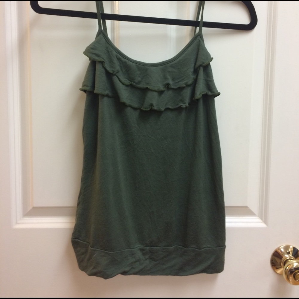 Olive Green Ruffle Tank