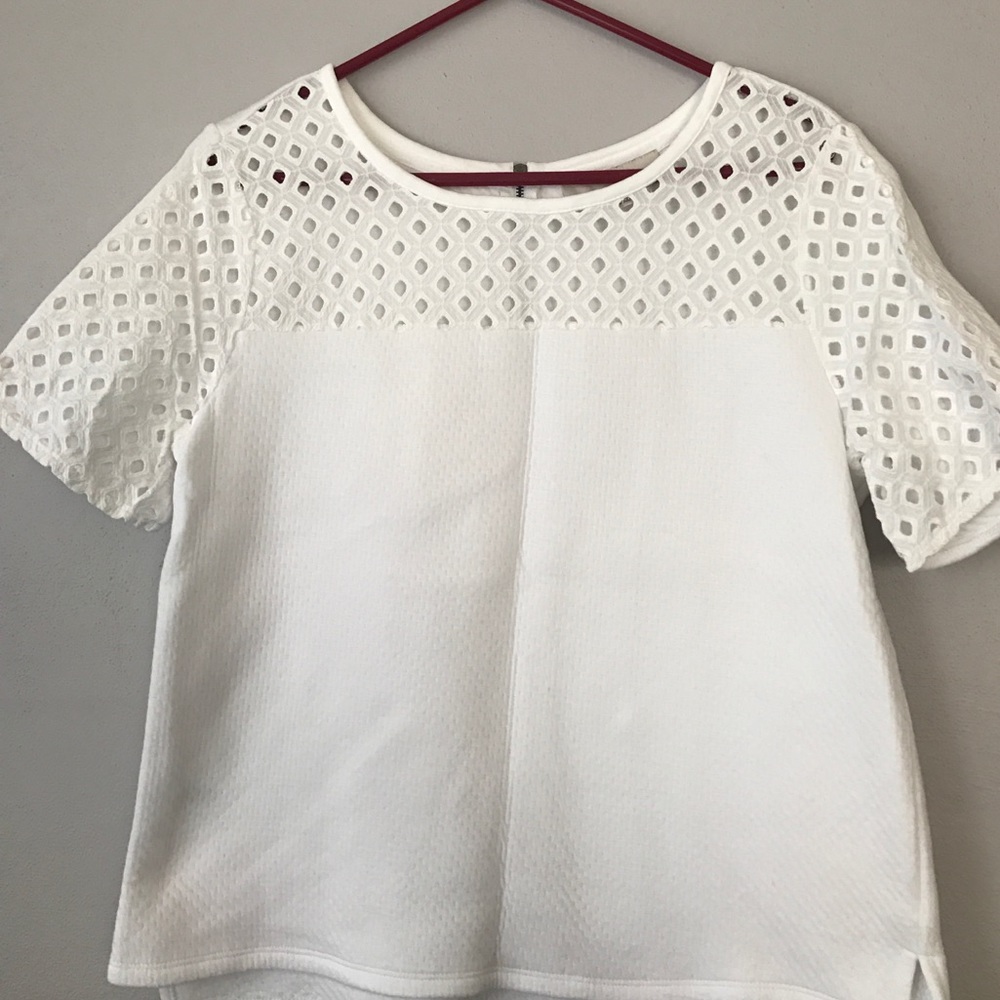 Loft white zip back top