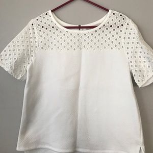 Loft white zip back top