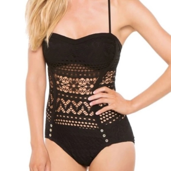 Retro Black Lace swimsuit PLUS size available - Picture 3 of 5