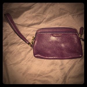 NWT Dark Purple Coach Leather Wristlet