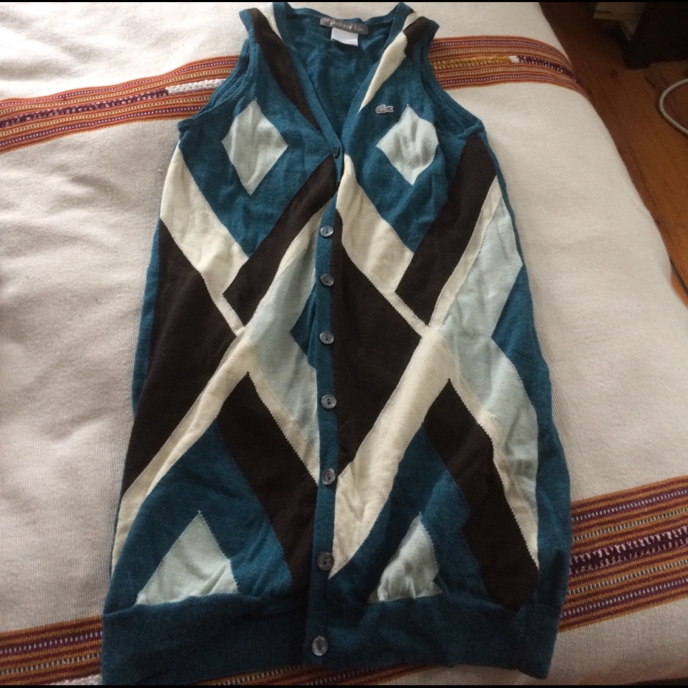 Lacoste, long sweater vest.