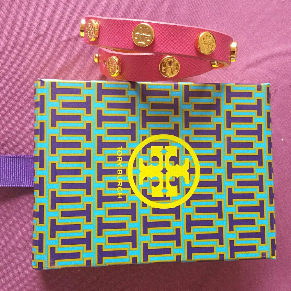 Pink Tory Burch wrap bracelet with box