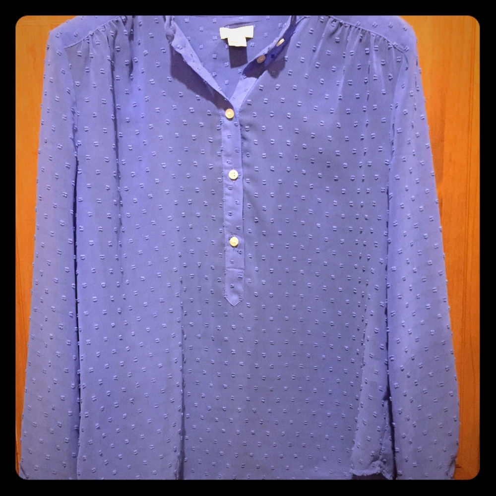 Periwinkle crepe dotted J. Crew blouse