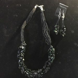 Black Howlite Stone Necklace & Earrings Black Howlite Stone Necklace & Earrings