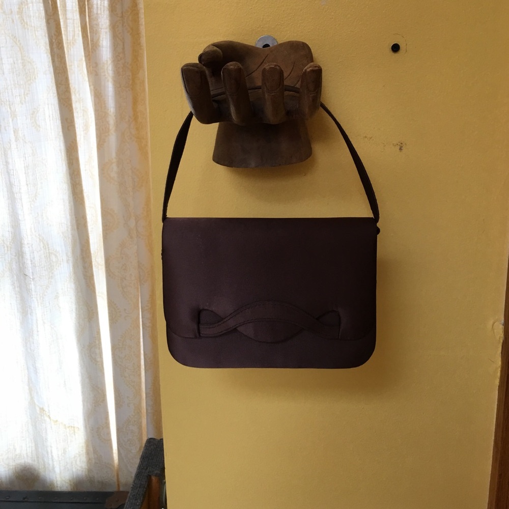Chocolate brown satin evening bag