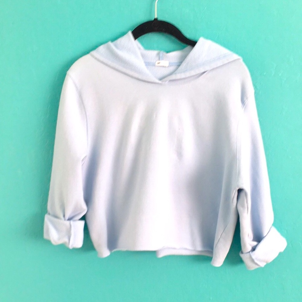 Baby Blue Vintage Cropped Hoodie