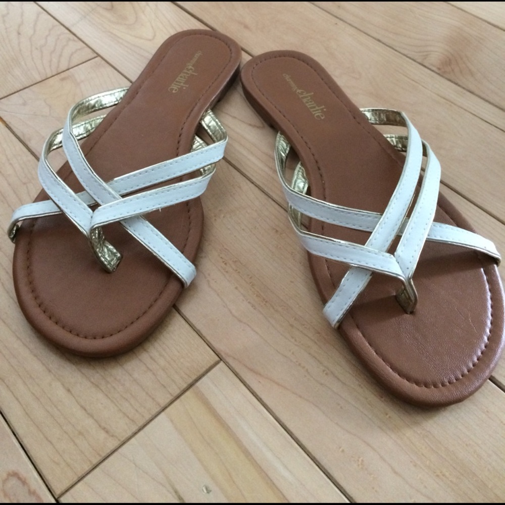 White & Gold Sandals NWOT