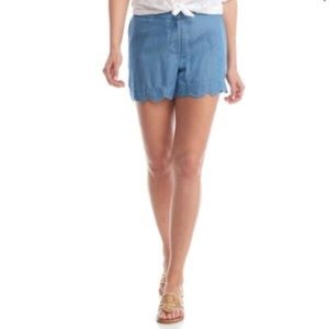 Crown and Ivy Scalloped Chambray Shorts