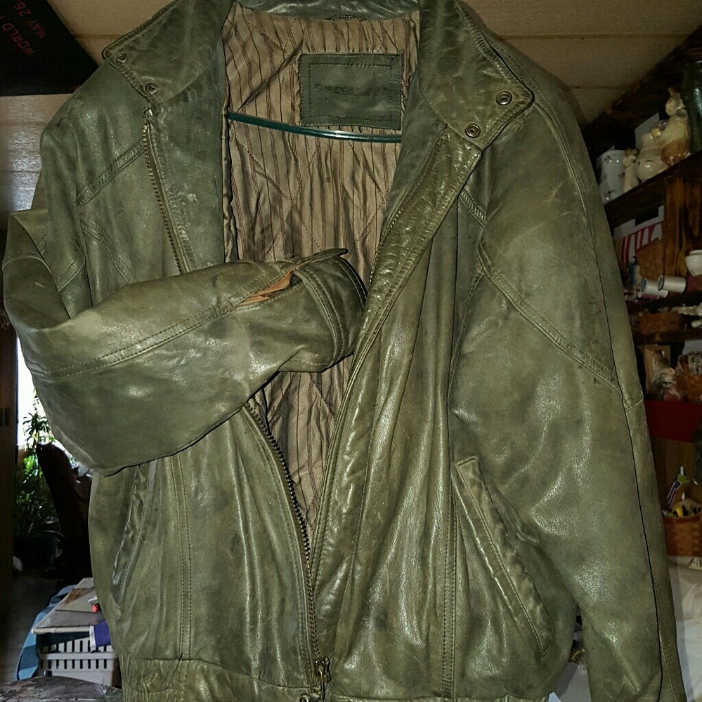 Vintage Gray leather coat