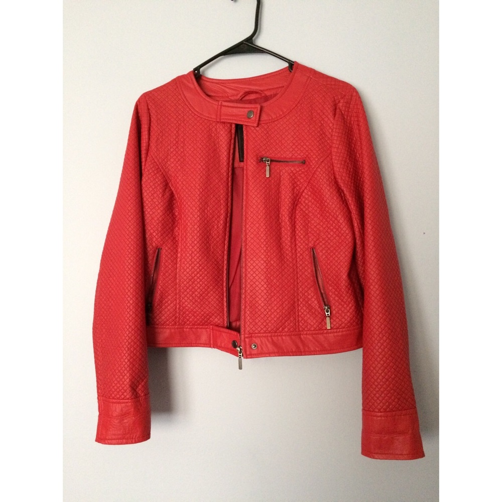 Red Faux Leather Jacket