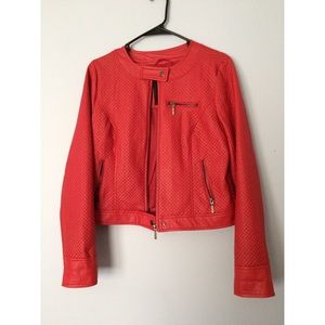 Red Faux Leather Jacket
