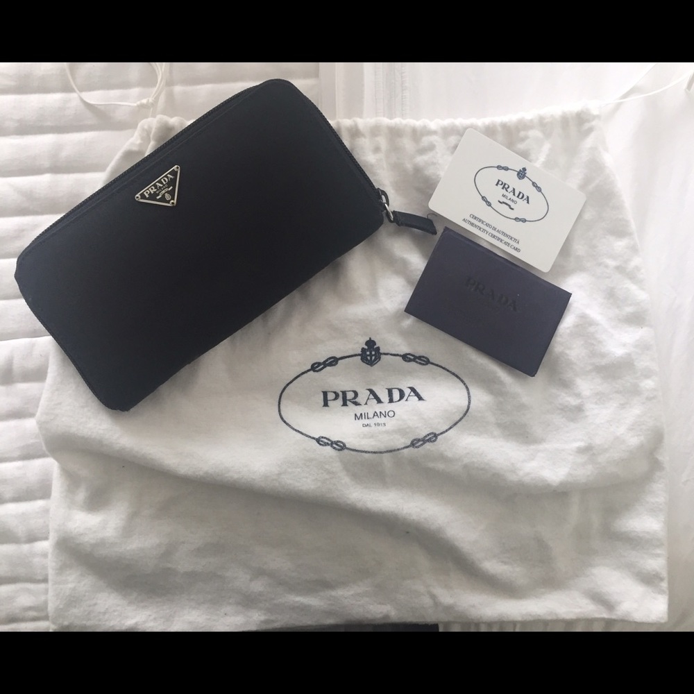 PRADA Black Nylon Zip Around Wallet
