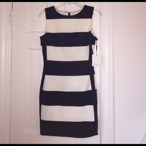 NWT Calvin Klein Navy and White Dress