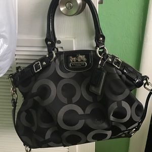 Black and grey coach bag
