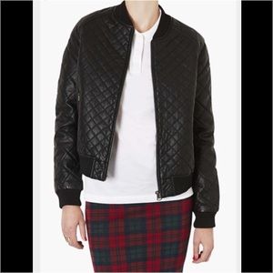 Faux Leather Bomber Jacket