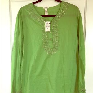 Green bohemian Old Navy top with beading size L