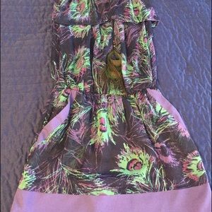 Strapless peacock sundress with pockets