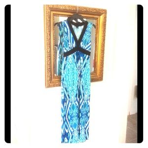 Maxi Dress Blue, Turquoise and Black
