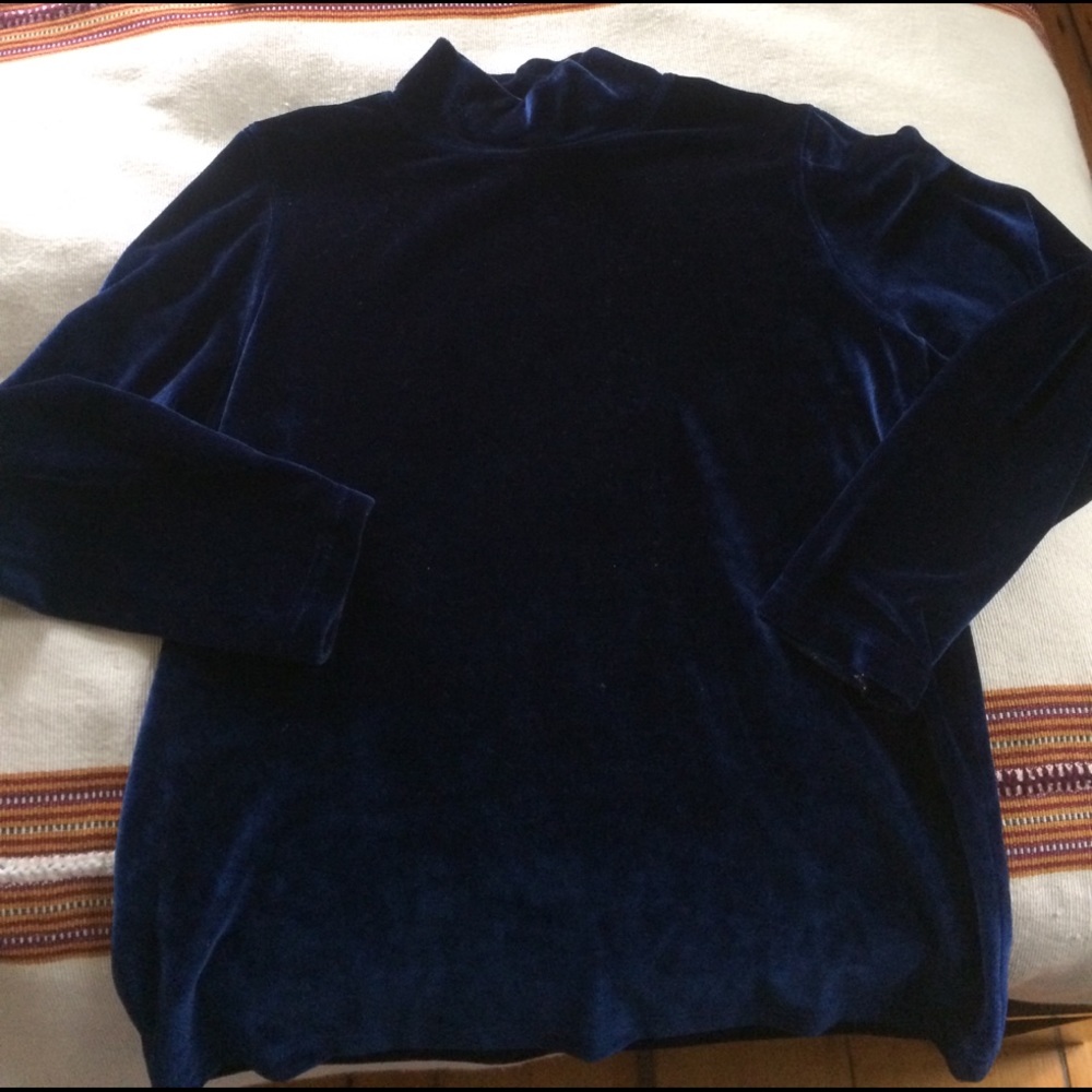 Royal blue velvet turtleneck