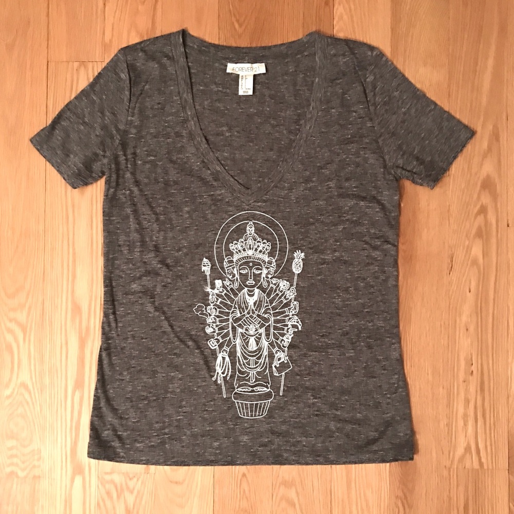 NEW Original Custom graphic yoga tee v-neck grey