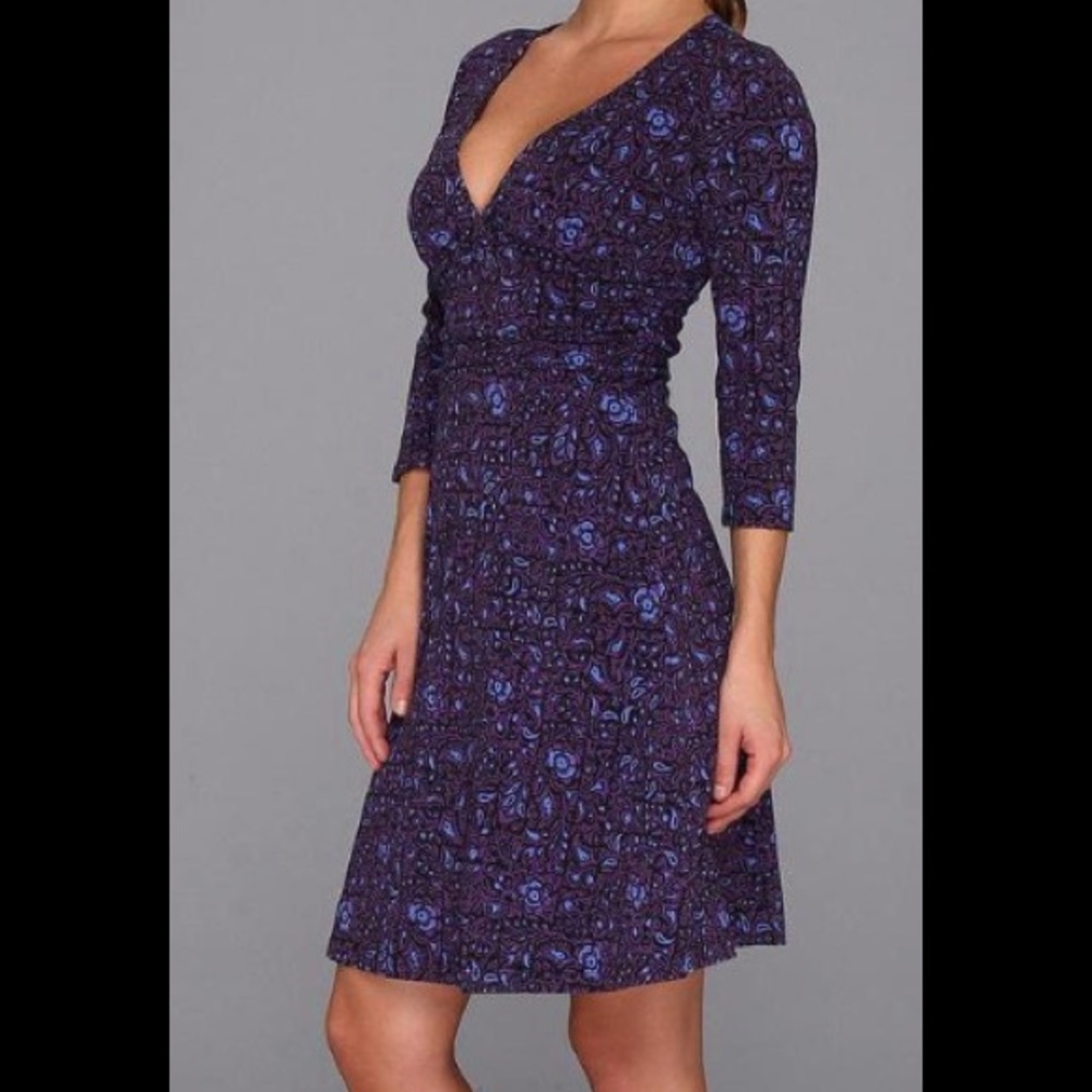 Patagonia purple blue Margot dress 3/4 sleeves