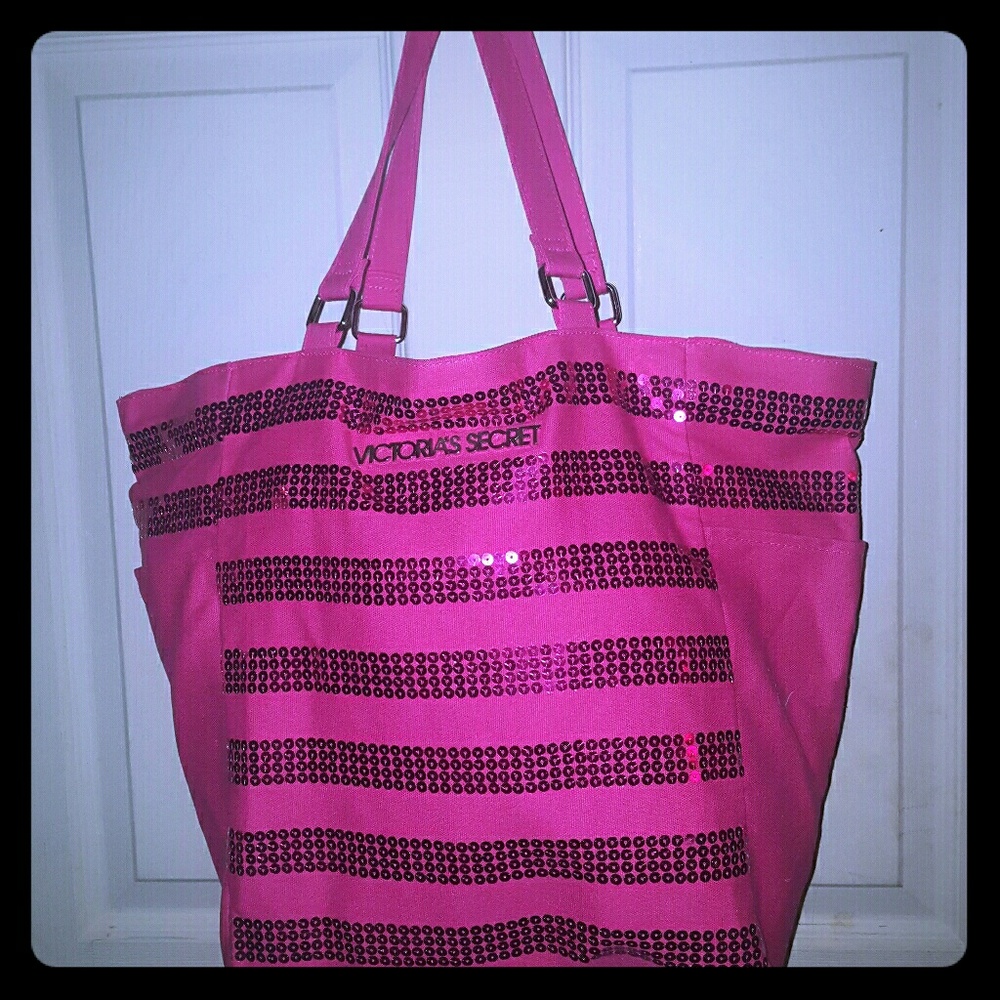 NWOT Victoria's Secret pink sequin tote bag