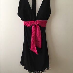 Black dress with pink bow