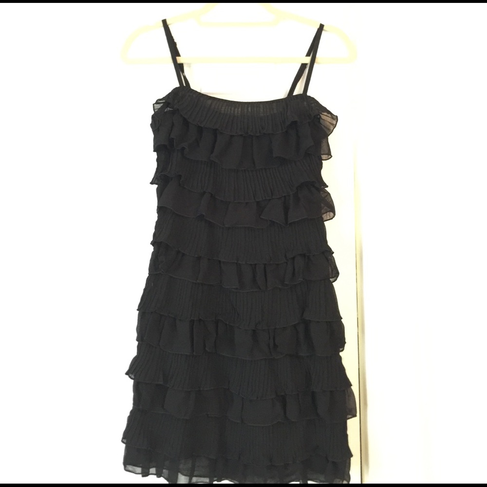 Black frayed short dress