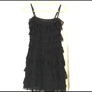 Black frayed short dress