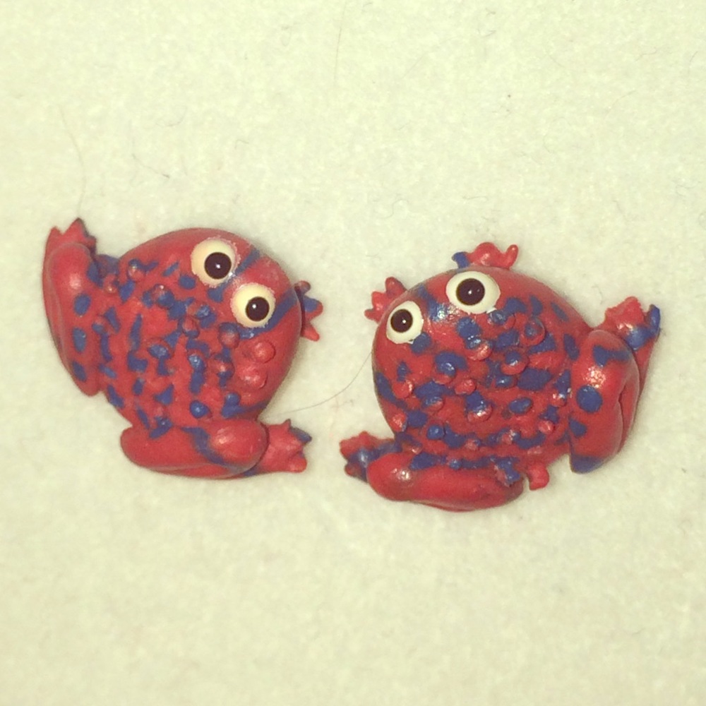 Red & Blue Frog Earrings