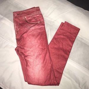 Red stretchy leggings